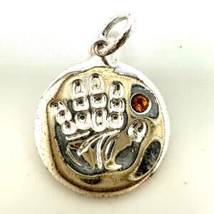 Thailand 925 sterling silver November topaz birthstone handprint charm pendant